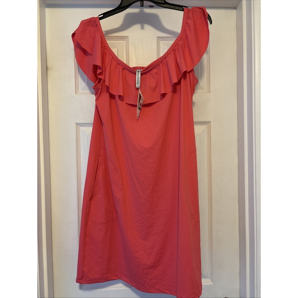 Tommy Bahama Pearl Off The Shoulder Spa Cover Up Dress Coral Coast Pockets Large